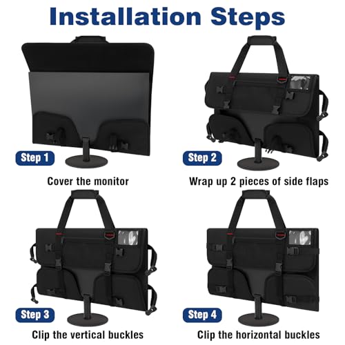 Image of Monitor Carrying Case, Monitor Travel Case for 24 inch LCD Screens and Monitors, Protective Monitor Bag Computer Monitor Dust Covers with Padded Velvet Lining & Adjustable Shoulder Strap