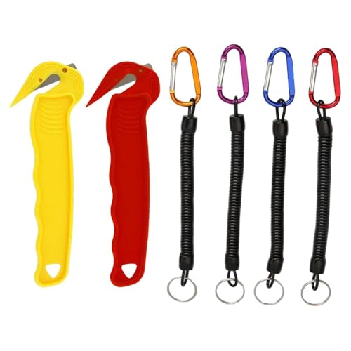 IDNVFY 2 Piezas De Cuchillos Anticorte, 4 Piezas De Cuerdas De Mosquetón, Cuchillos De Corte De Seguridad Portátiles, Accesorios De Montañismo Al Aire Libre.
