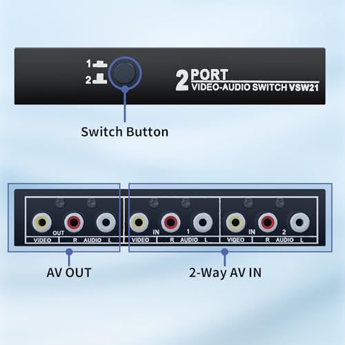 Image of BolAAzuL RCA Switch 2 in 1 Out Composite Video L /R Audio Switcher Selector
