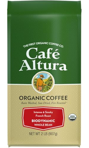 Cafe Altura Whole Bean Organic Coffee, Biodynamic French Roast, 2 lb Bag
