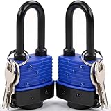 SEPOX® Heavy-Duty 44mm 1.75' Out-Door Padlock Keyed-Alike, Water-Resistant Cover, Steel Lock with Same-Key, Extra-Long-Shackle Anti-Rust, Brass Cylinder for Boat, Fishing, Marine, Fence