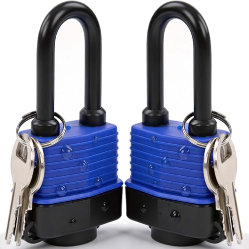 SEPOX® Heavy-Duty 44mm 1.75' Out-Door Padlock Keyed-Alike, Water-Resistant Cover, Steel Lock with Same-Key, Extra-Long-Shackle Anti-Rust, Brass Cylinder for Boat, Fishing, Marine, Fence