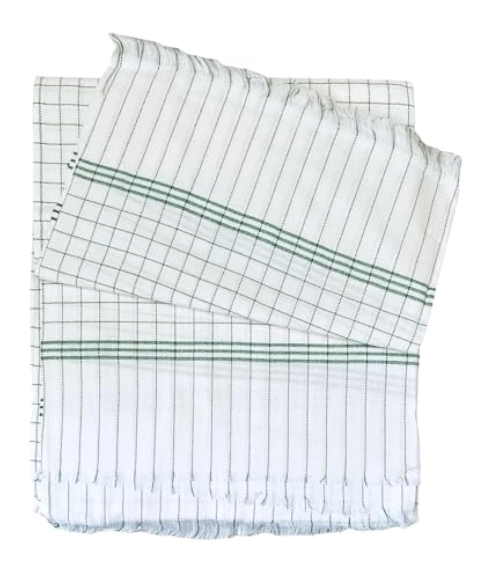 100% Cotton Soft Plain Check Single Bed Blanket, Green & White