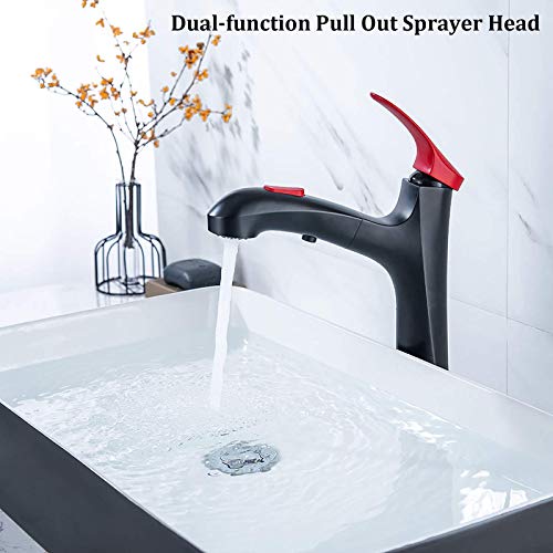 Robinet de lavabo monotrou mitigeur chaud et froid avec douchette rétractable haut