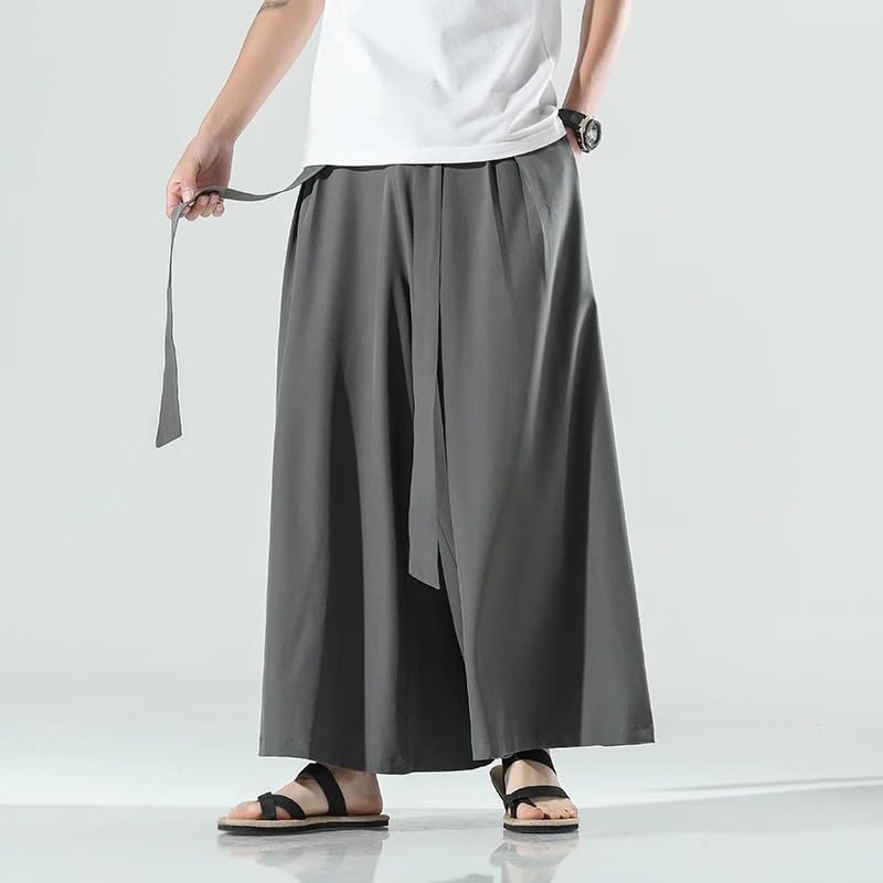Chinese Style Men Summer Thin Ice Silk Casual Wide Pants Men Loose Harajuku Oversized Hip Hop Trousers2
