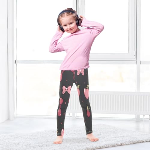 Toddler Girls Leggings Printed Yoga Pants Leggings Cherry Heart Black Background for Kids4