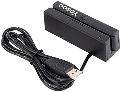 USB Mini Credit Card Msr90 3 Triple Tracks Hi-Co Magnetic Stripe Strip Credit Card Swipe Speed Reader Swiper for Pos System Cashier Registry Msr, Black