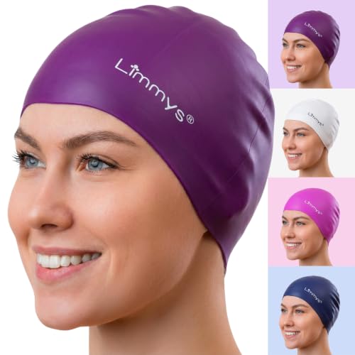 Limmys Silicone Swim Cap for Adults Soft Stretch Non-Slip Swimming Cap for Women & Men Comfortable No-Headache Fit Chlorine-Resistant Secure Ear Seal Durable Latex-Free Silicone