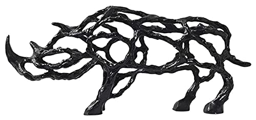 HANDIYA Sculpture Artisanale Abstrait Statue de rhinocéros de rhinocéros de rhinocéros de rhinocéros Sculpture Noir Or Noir décoration décoration Maison Art Artisanat Artisanat décoration Figurines