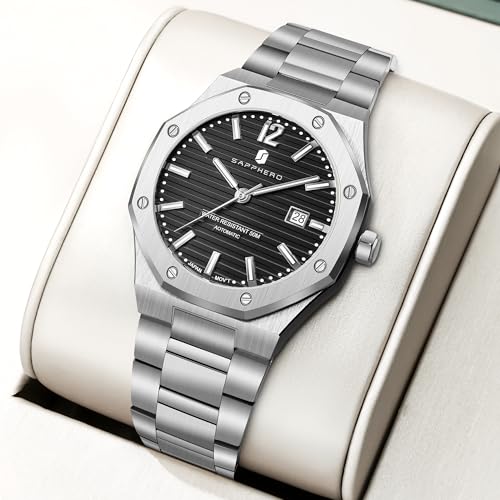 Image of BY BENYAR SAPPHERO Watches for Men 100M Waterproof Chronograph Mens Watch Analog Quartz Movement Wrist Watch Stainless Steel&Leather Strap