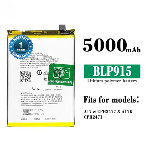 Image of Original BLP915 Battery for Oppo A17 CPH2477 / A17K CPH2471 / A57 5G PFTM20 Battery with 1 Year warrranty**(N15)