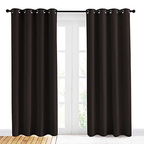 Image of NICETOWN Energy Smart Thermal Insulated Solid Grommet Blackout Curtains /Drapes for Living Room (2 Panels, 42 inches x 84 inches, Toffee Brown)
