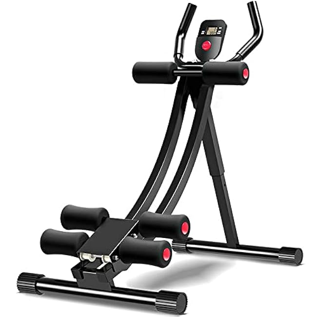 ComMax Ab Workout Machine Core Abdominal Exercise Equipment For Home Gym Adjustable Abs Trainer Foldable Strength Training Fitness Equipment (Blackred)
