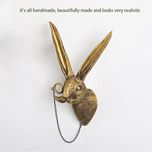 Eaarliyam Rabbit Head Wall Art, 3D Animal Heads Wall Hanging Sculptures, Resin Wall Hanging Mount Ornament, Retro Home Decoration Sculpture (10.43X5.51X3.94 Inch) #TOP3