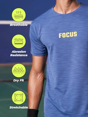 Image of FitMonkey Sports Crew Neck Stretchable Dry Fit T Shirt | Regular Fit Textured T Shirt for Men |Sport T Shirt for Men | Quick Dry Technology with Moisture Control |Breathable & Lightweight