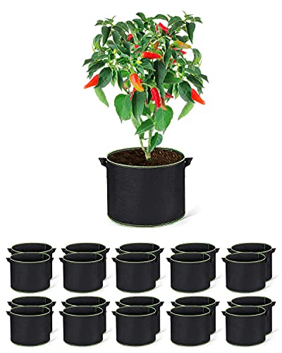 ACSTEP Grow Bags 20 Pack 5 Gallon Heavy Duty Aeration Fabric Pots Thickened Nonwoven Fabric Pots Plant Grow Bags with Handles