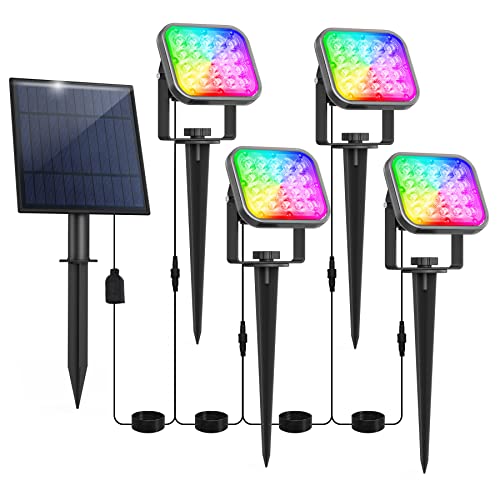 NATPOW Solar Gartenstrahler für Außen, 4-in-1 Solarleuchte Garten, IP65 Wasserdichte, Auto-ON/OFF Außenwandleuchten Landschaftsstrahler Gartenbeleuchtung für Bäume, Hof, Gartenweg (RGB) Cover
