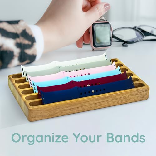 ATP MODERN Wooden Watch Band Organizer - Works with All Apple Watch Bands - Watch Band Holder - Wooden Watch Stand Display - Compatible with All Apple iWatch Bands - Solid Wood Design - Image 6