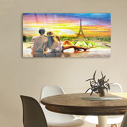 Tableau acryl Paris Tour Eiffel idéal pour agrandir un petit salon