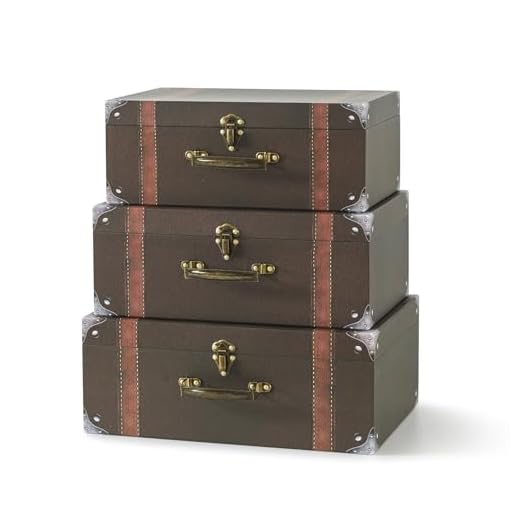 Set of 3 Vintage Cardboard Suitcase Boxes