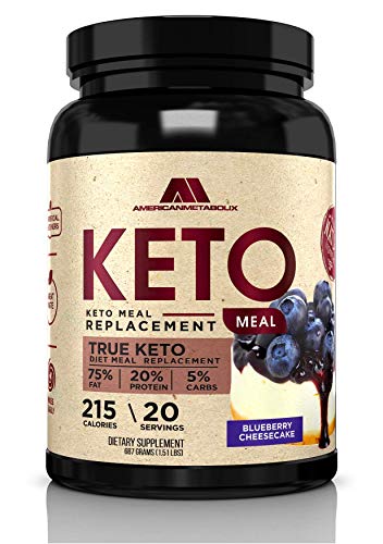 Keto Meal Replacement, 20 Servings, 215 Calories, 75% F,20% p, 5% c (20 Servings) (Blueberry Cheesecake)