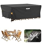 Velway Coperture per Mobili da Giardino Impermeabile: Copertura Tavolo Giardino Esterno con sfiato d'Aria Antivento Telo Copri Tavolo Arredo Rettangolare (Nero 200x160x74cm)
