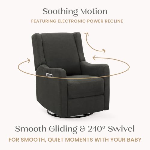 Delta Children Mercer Electronic Power Recliner and Swivel Glider with USB Port in LiveSmart Performance Fabric - Water Repellent & Stain Resistant, Dark Grey - image 9