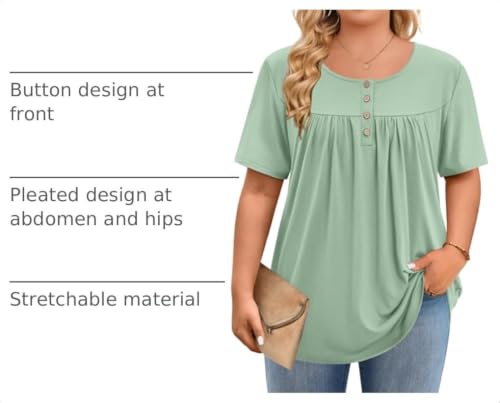 Image of IN'VOLAND Plus Size Tops for Women Short Sleeve Shirts Dressy Casual Tunics