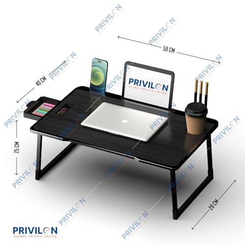 Image of Multi-Purpose Laptop Table, Study Table| Bed Table| Adjustable Height, Portable for Office, Work Form Home | DIY Table, Easy to Assemble, Engineered (ADJ Black) (black simple)