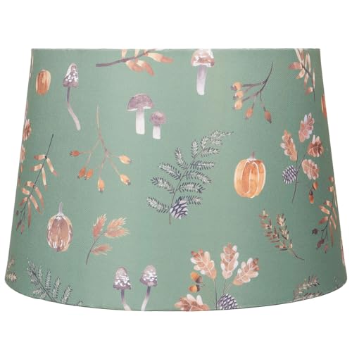 New Woodland Autumn Lampshade – Green Fabric Light Shade with Woodland-Inspired Design – 30cm Decorative Shade for Table or Ceiling Lamp N-37