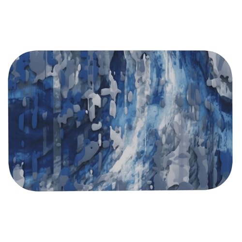 Tapis de bain à diatomées bleu imprimé abstrait pour sortie de douche - 8