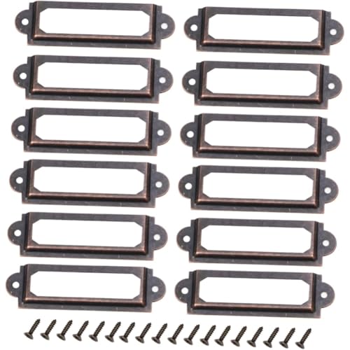 Gundhgstrr 25 Etiquetas Metálicas Retro para Cajones de Archivos, con Tiradores, Soporte y Tornillos para Cajones de Oficina y Armarios.