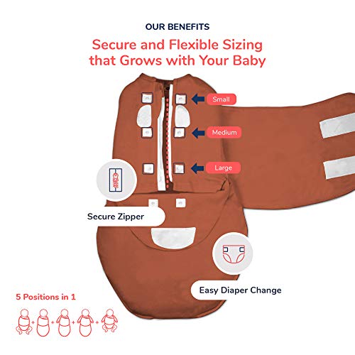 Image of embe 2-Way Starter Baby Swaddle, 6-14 lbs, Newborn Infant Swaddle Sack 0-3 Months, Zip, Hook & Loop 0-3 Months Baby Wrap, Hip Healthy - Cloud