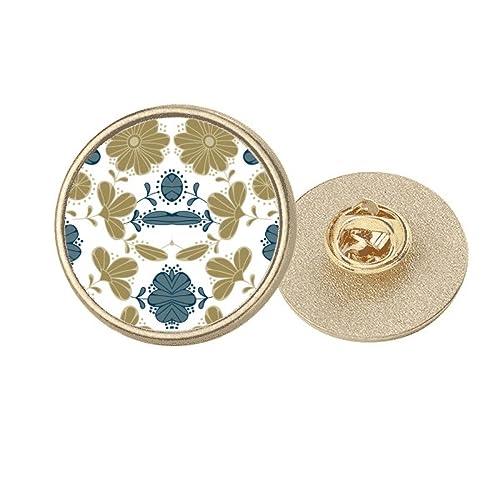 Broche métal doré ronde avec motif floral classique, clip décoratif vintage taille M pour manteau