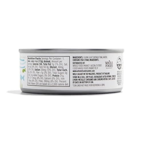 Image of 365 by Whole Foods Market, Unsalted Skipjack Tuna in Water, 5 Ounce