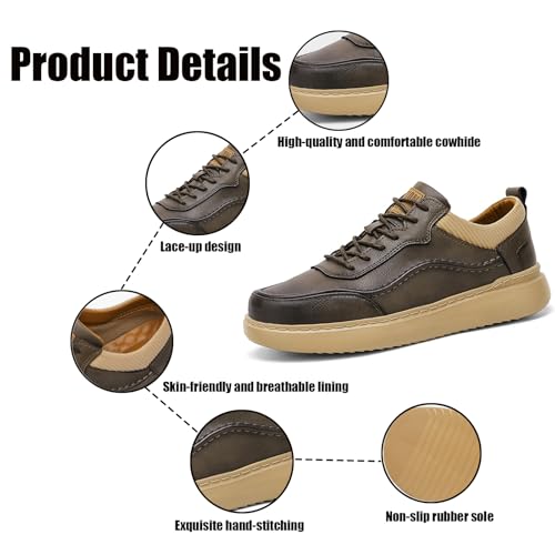 Men's Lace-Up Leather Platform Sneakers Fashion Slip-On Business Oxford Dress Shoes Casual Non-Slip Tennis Driving Walking Shoes2