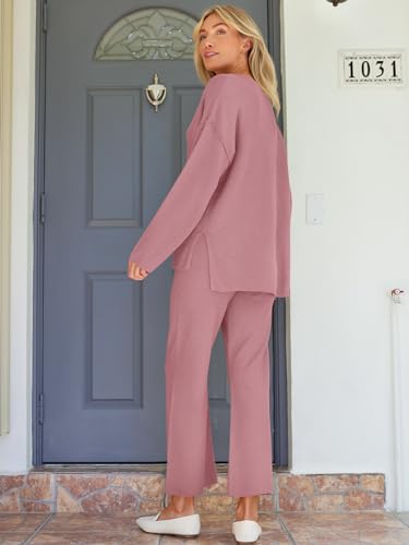 Image of LILLUSORY Women's 2 Piece Lounge Sets Oversized Slouchy Matching Cozy Knit Sets