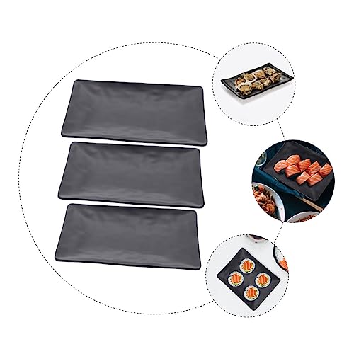 Set 3 platos playos de melamina negros para sushi miniatura 6
