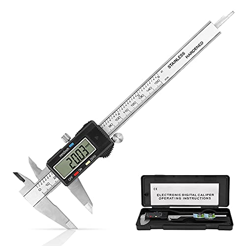 Sangabery Digital Caliper, 0-6 Inches Caliper Measuring Tool - Electronic Micrometer Caliper, Stainless Steel Body with Large LCD Screen, Auto-Off Feature, Inch/Millimeter Conversion