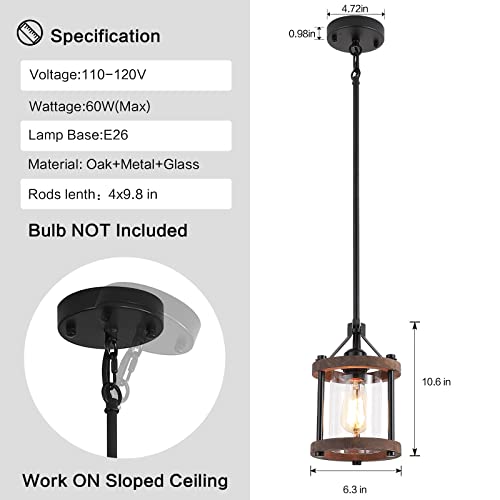 Sglfarmty SGL-WQ-BRONZE Farmhouse Pendent Lights In Kitchen Island, Rustic Wood Pendant Light thumb #6