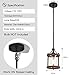 SGLfarmty Farmhouse Pendant Light for Kitchen Island, Rustic Black and Wood Light Fixtures with Glass Shade, Blown Pendant Lamps Over Table, Farmhouse Hanging Light for Dining Room, Sink, Bar, 1 Pack