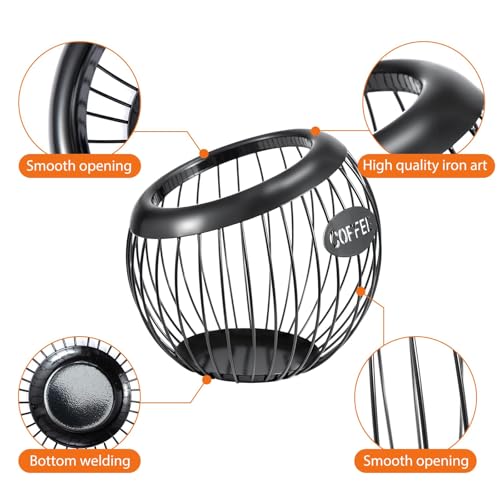 CROWNSHOP Coffee Pod Holder - Metal Storage Basket for Counter Coffee Bars - Organiser for Coffee Capsules and Accessories - Image 4