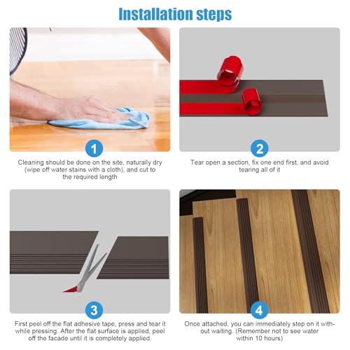 Treppenkantenprofil, 2M/5M Selbstklebend PVC Treppenkanten-Schutzprofil, Wasserdicht Rutschfest L-Form Treppenkantenschutz, für Außen- und Innenbereich (Braun, 5m X 10.8cm)