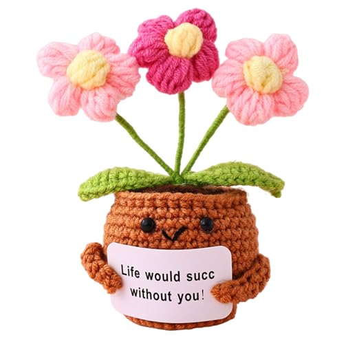 Plantas positivas en maceta de ganchillo – Divertido ganchillo de felpa de flores | Felpa positiva de ganchillo | Divertido ganchillo suculento positivo de ganchillo | Plantas de ganchillo de apoyo