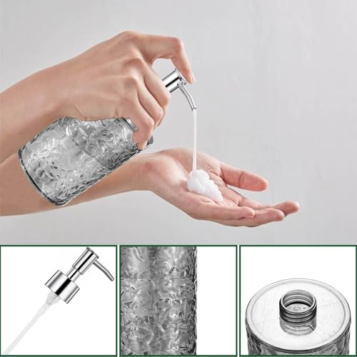 GKSCXEXE 400ml Grey Soap Dispenser Bathroom, Plastic Hand Wash Bottle Washing Up Liquid Dispenser for Kitchen, Refillable Liquid Soap Container with Funnel for Shampoo, Shower Gel, Conditioner - Cosy Home Interiors GKSCXEXE 400ml Grey Soap Dispenser Bathroom, Plastic Hand Wash Bottle Washing Up Liquid Dispenser for Kitchen, Refillable Liquid Soap Container with Funnel for Shampoo, Shower Gel, Conditioner - Image 3