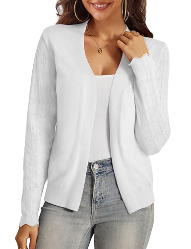 Image of VOIANLIMO Womens Cardigan Lightweight Open Front Knit Long Sleeve Cardigans Sweaters for Women