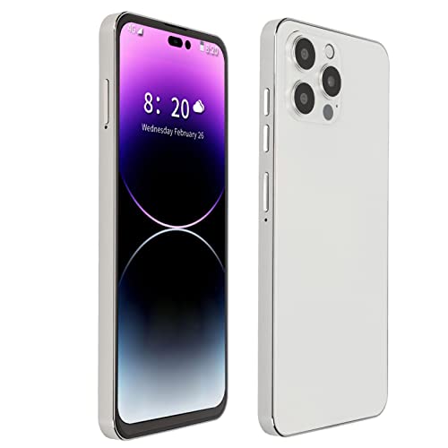 Dpofirs Smartphone I14pro Max Sbloccati, Telefoni Cellulari 4G Android 12 Schermo HD da 6,7 ​​pollici, 4 GB RAM 128 GB ROM Telefono Sbloccato Dual Sim con Batteria Al Litio da 4000 MAh(Bianco)