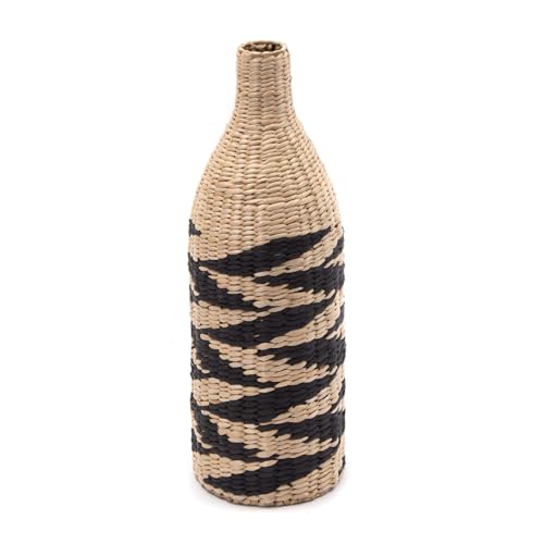CREEDWOOD Deko VASE Raya | Stroh, 60 cm, Natur & schwarz | Strohvase,...