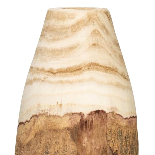 Creative Co-Op 13" H Carved Paulownia Wood Vase with Live Edge (Each one Will Vary) - Image 2