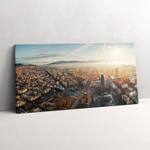 Tableaux 120x60cm panorama Barcelone | Décoration murale peinte